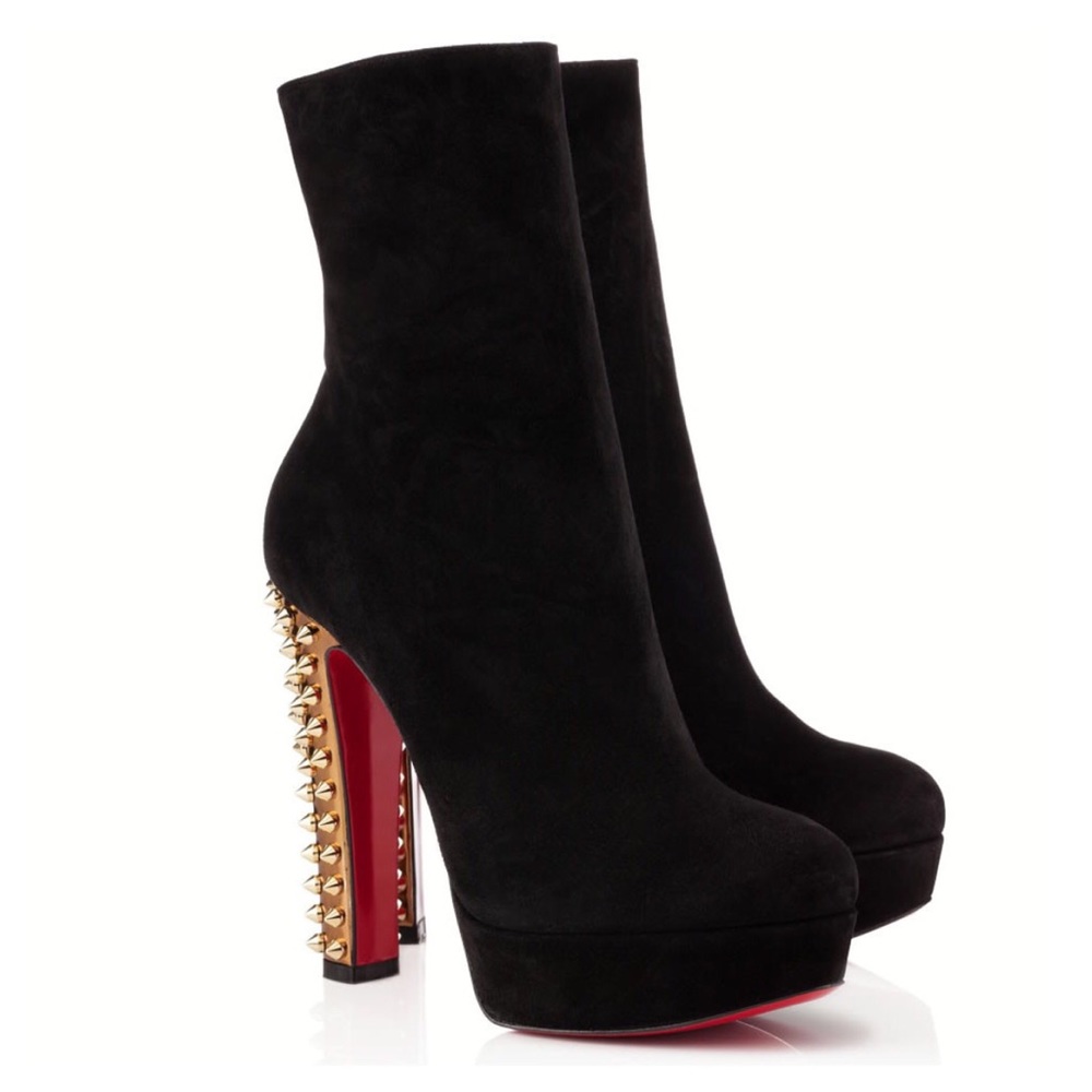 Louboutin Black Suede Taclou Booty 140 Ankle Boots